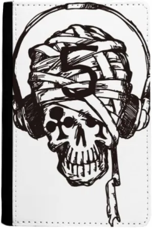 DIYthinker Headset Skull Music Pattern Illustrate Passport Holder Notecase Burse Wallet Cover Card Purse