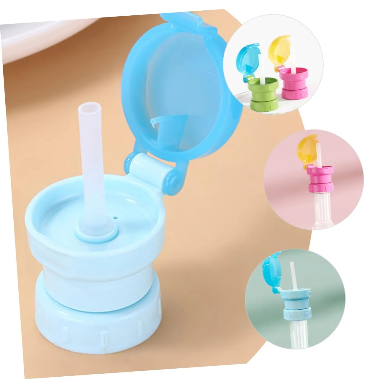 DOITOOL 20pcs Boy Girl Water Bottle Caps with Straw Boy Girl Water Bottle Adapters Spill Design Bright Colors for Easy Use Safe Reusable Topper