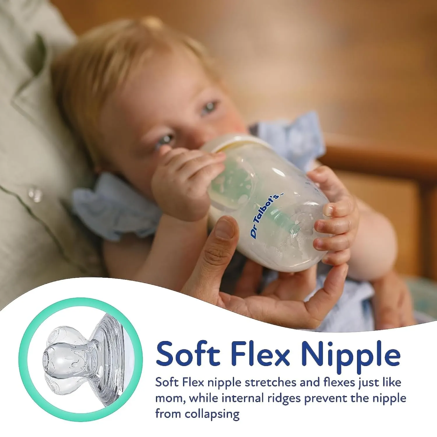 Dr. Talbot's Anti-Colic Bottles with Soft Flex Pacifier - 6 oz - (4-Pack) Baby Bottles for Newborn Babies 0  Months - Self Sterilizing Bottles with Slow Flow Soft Flex Nipple and Venting System