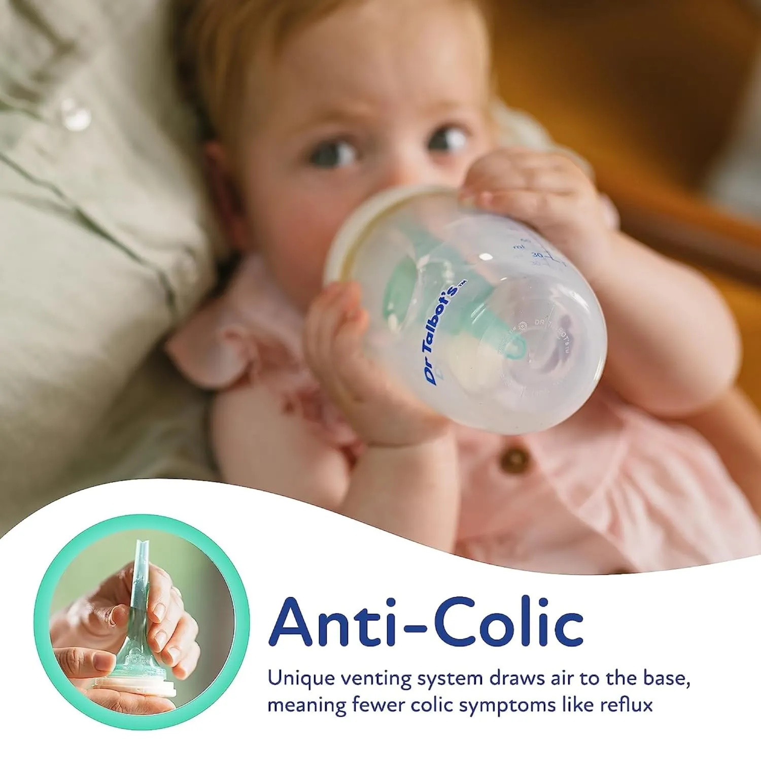 Dr. Talbot's Anti-Colic Bottles with Soft Flex Pacifier - 6 oz - (4-Pack) Baby Bottles for Newborn Babies 0  Months - Self Sterilizing Bottles with Slow Flow Soft Flex Nipple and Venting System