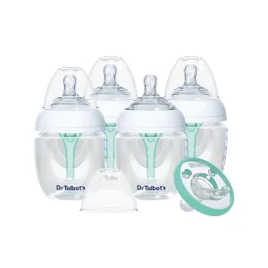 Dr. Talbot's Anti-Colic Bottles with Soft Flex Pacifier - 6 oz - (4-Pack) Baby Bottles for Newborn Babies 0  Months - Self Sterilizing Bottles with Slow Flow Soft Flex Nipple and Venting System