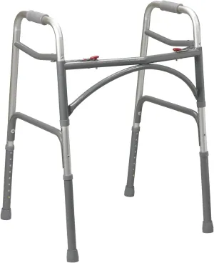 Drive Medical 10220-1 Aluminum Bariatric Walker with Two Buttons, Gray