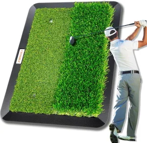 Dual-Turf Portable Golf Training Equipment - Fairway & Rough Turf Golf Mat, Golf Hitting Mat, Golf Practice Mats with Turf for Chipping & Swing Practice - Ideal Golf Practice Mat for Home and Backyard