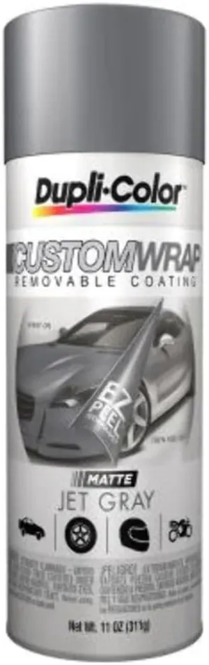 Dupli-Color ECWRC7997 Custom Wrap Matte Removable Automotive Paint – Jet Gray Spray Paint - 11 oz. Aerosol Can