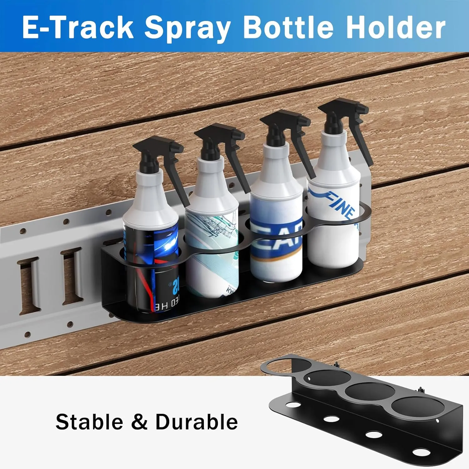 E-Track 4 Holes All-Purpose Spray Bottle Holder E Track Accessories Heavy Duty Spray Can Holder Rack Organizer Storage for Enclosed trailer E Track Hook Tool Holder Hanger for trailer