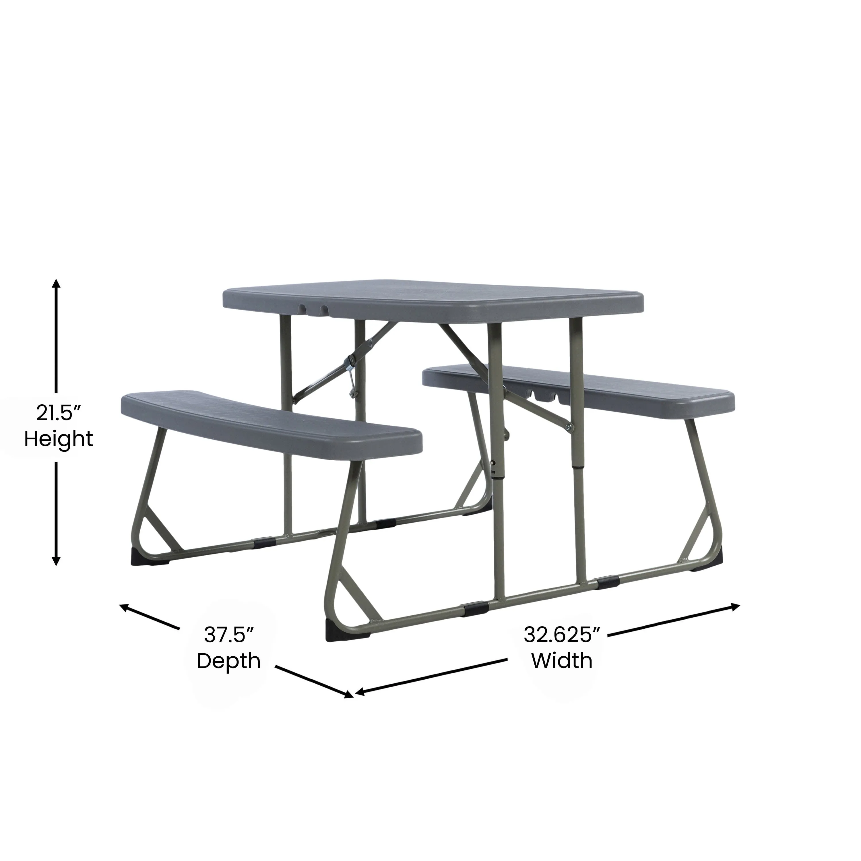 Easy-Fold Folding Plastic Kids Outdoor Picnic Table and Benches - Commercial Grade - Recommended for up to Age 5