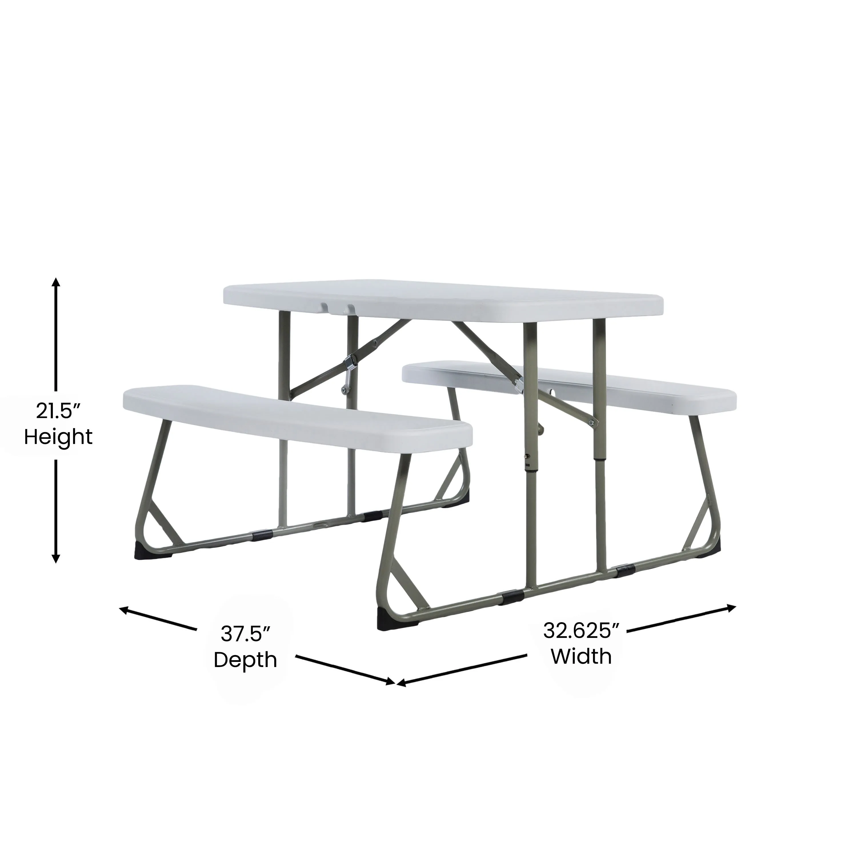 Easy-Fold Folding Plastic Kids Outdoor Picnic Table and Benches - Commercial Grade - Recommended for up to Age 5