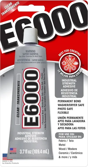 Eclectic Products 230021 12 Pack 3.7 oz. E-6000 Medium Viscosity Multi-Purpose Adhesive Uncarded, Clear