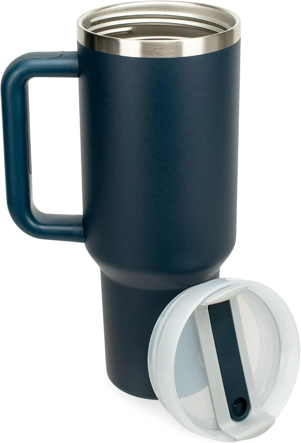 Elanze Designs Hexagon Honey Queen Bumble Bee 40 oz. Stainless Steel, Large Water Bottle Coffee Mug, Spill & Leak Resistant, Thermal Travel Tumbler with Handle, Lid & Straw, Navy Blue