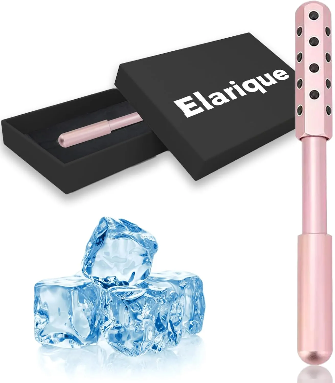 Elarique Face Roller, Face Lift Skin Care Tools,Germanium Stone Face Massage Tool for Skin Care, Neck and Eye,Face Rollers for Women, (Pink)