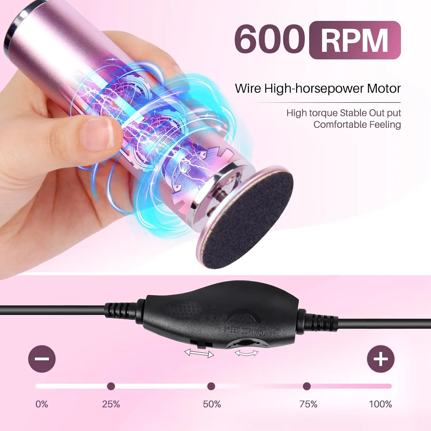 Electric Foot File Remover Callus: Profesional Pedicure Tool for Callus Remover - Adjustable Speed Feet File Grinder for Skin and Calluses with 60 Pcs Replacement Sandpaper Disk for Home Spa Salon