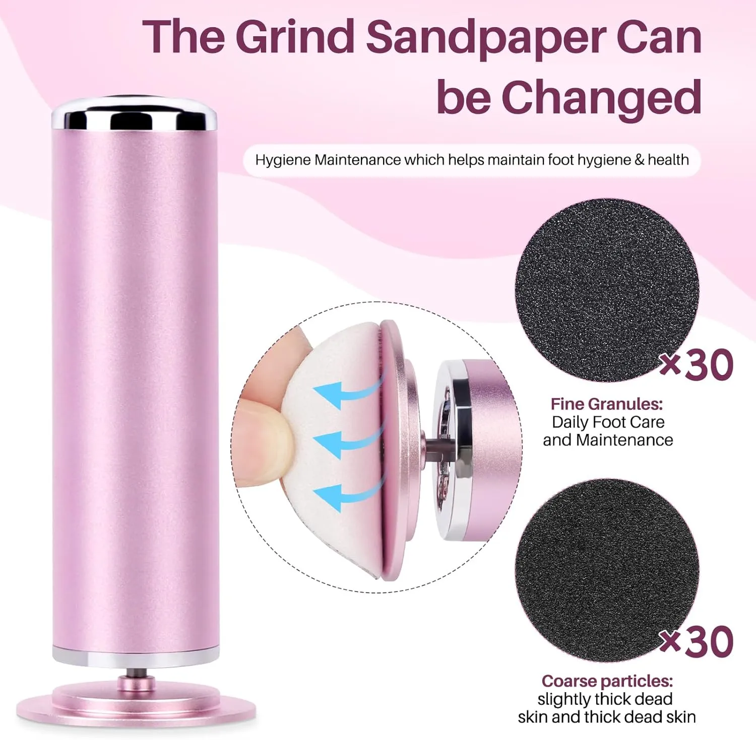Electric Foot File Remover Callus: Profesional Pedicure Tool for Callus Remover - Adjustable Speed Feet File Grinder for Skin and Calluses with 60 Pcs Replacement Sandpaper Disk for Home Spa Salon