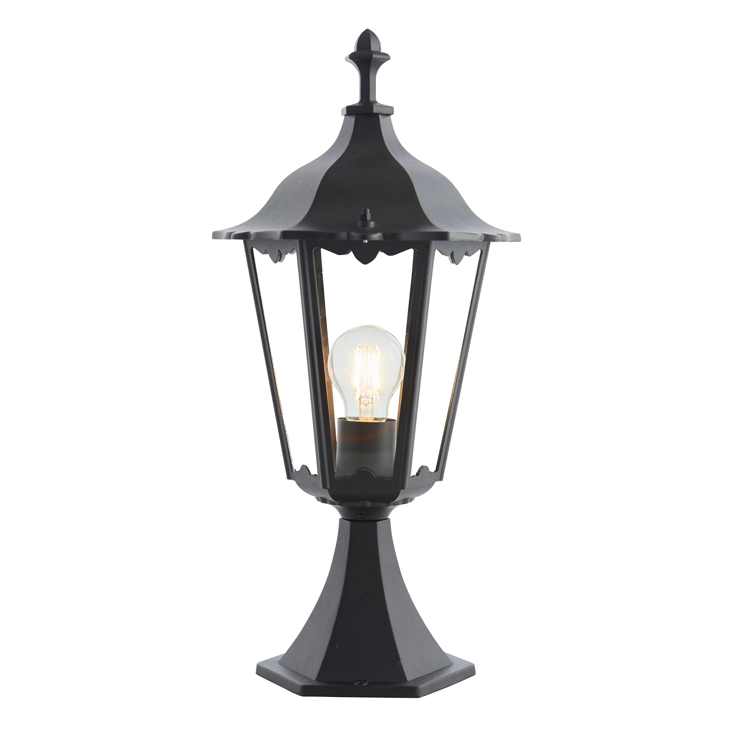 Endon 76549 Burford 1lt Floor Matt black & clear glass 60W E27 GLS (Required)