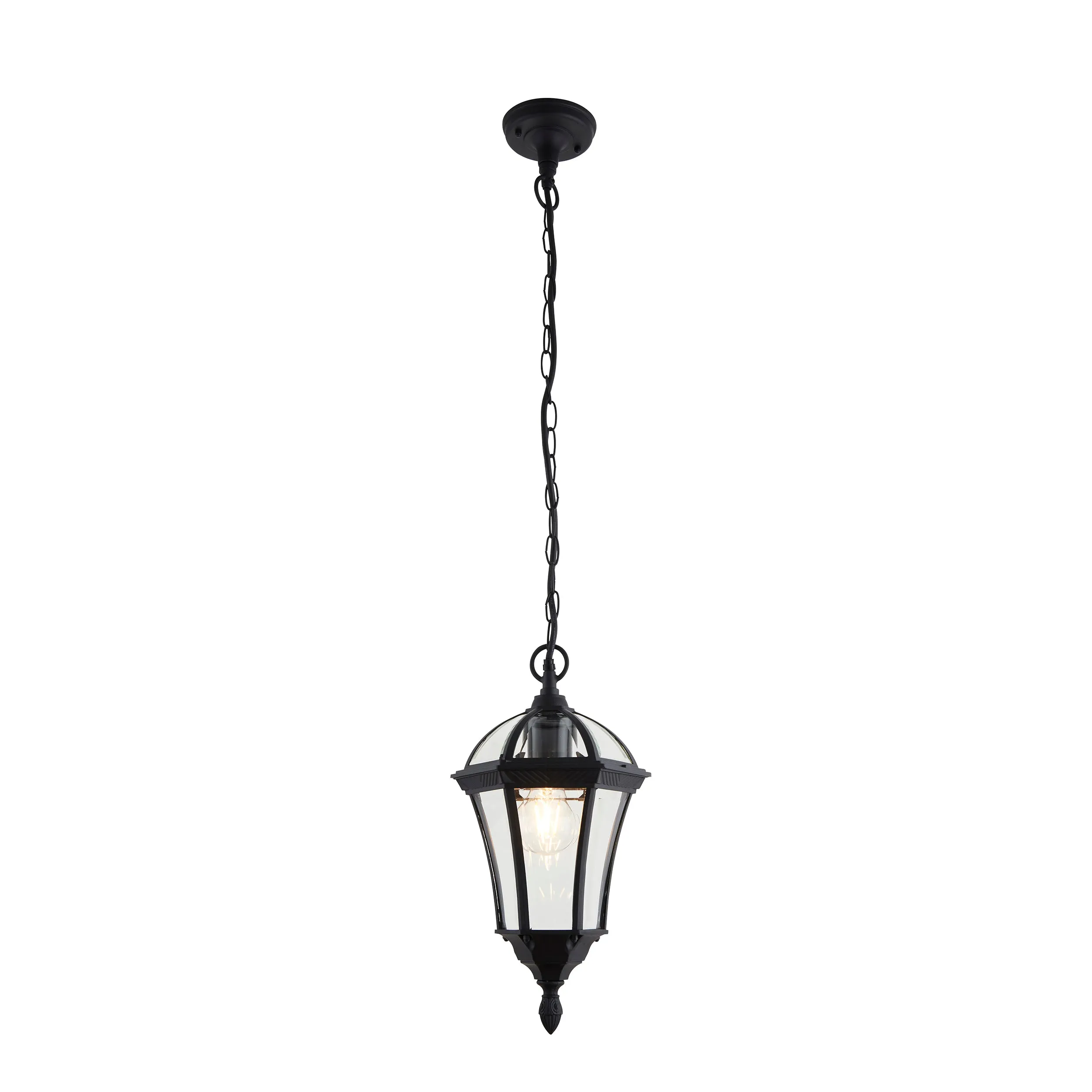Endon YG-3503 Drayton 1lt Pendant Textured black & clear glass 60W E27 GLS (Required)