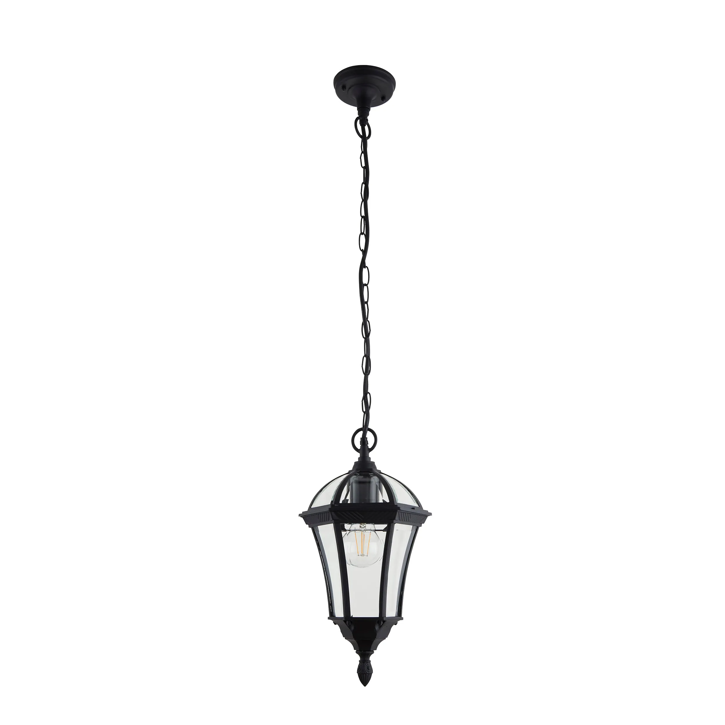Endon YG-3503 Drayton 1lt Pendant Textured black & clear glass 60W E27 GLS (Required)