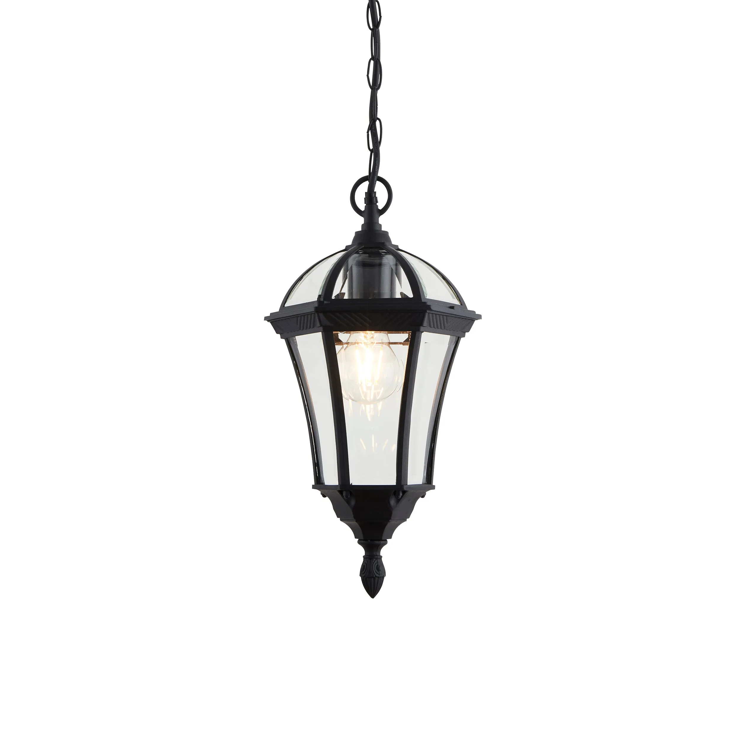 Endon YG-3503 Drayton 1lt Pendant Textured black & clear glass 60W E27 GLS (Required)