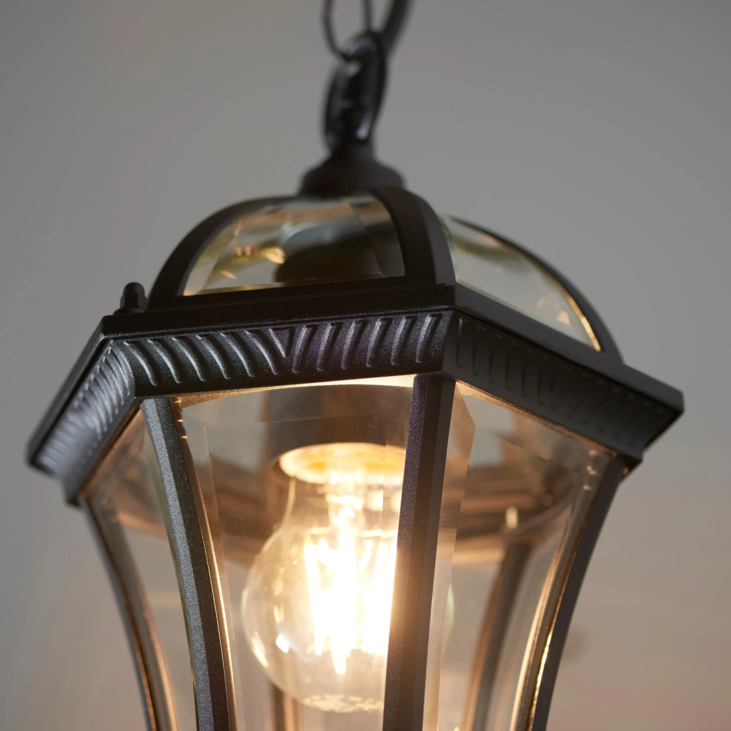 Endon YG-3503 Drayton 1lt Pendant Textured black & clear glass 60W E27 GLS (Required)