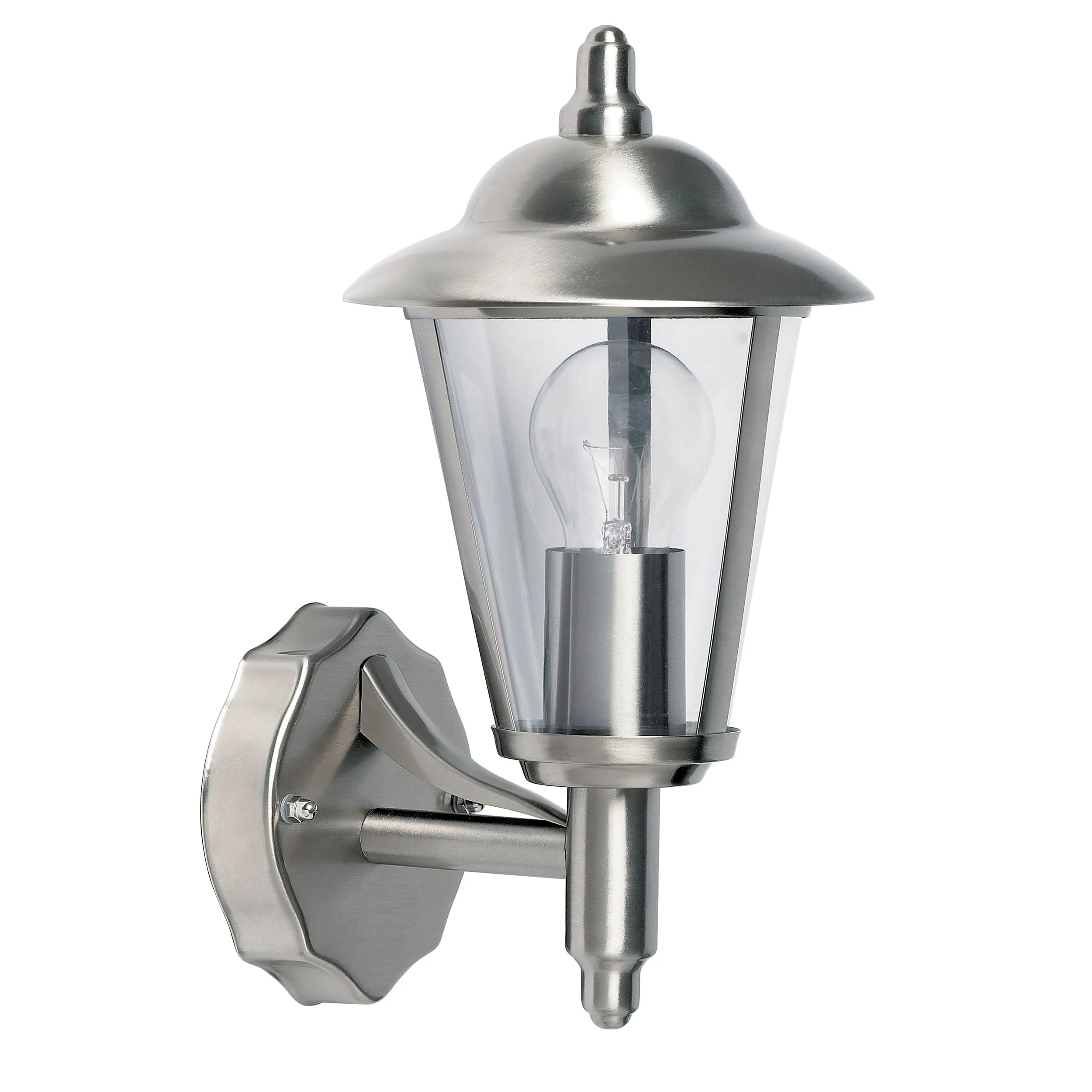 Endon YG-862-SS Klien 1lt Wall Polished stainless steel & clear pc 60W E27 GLS (Required)
