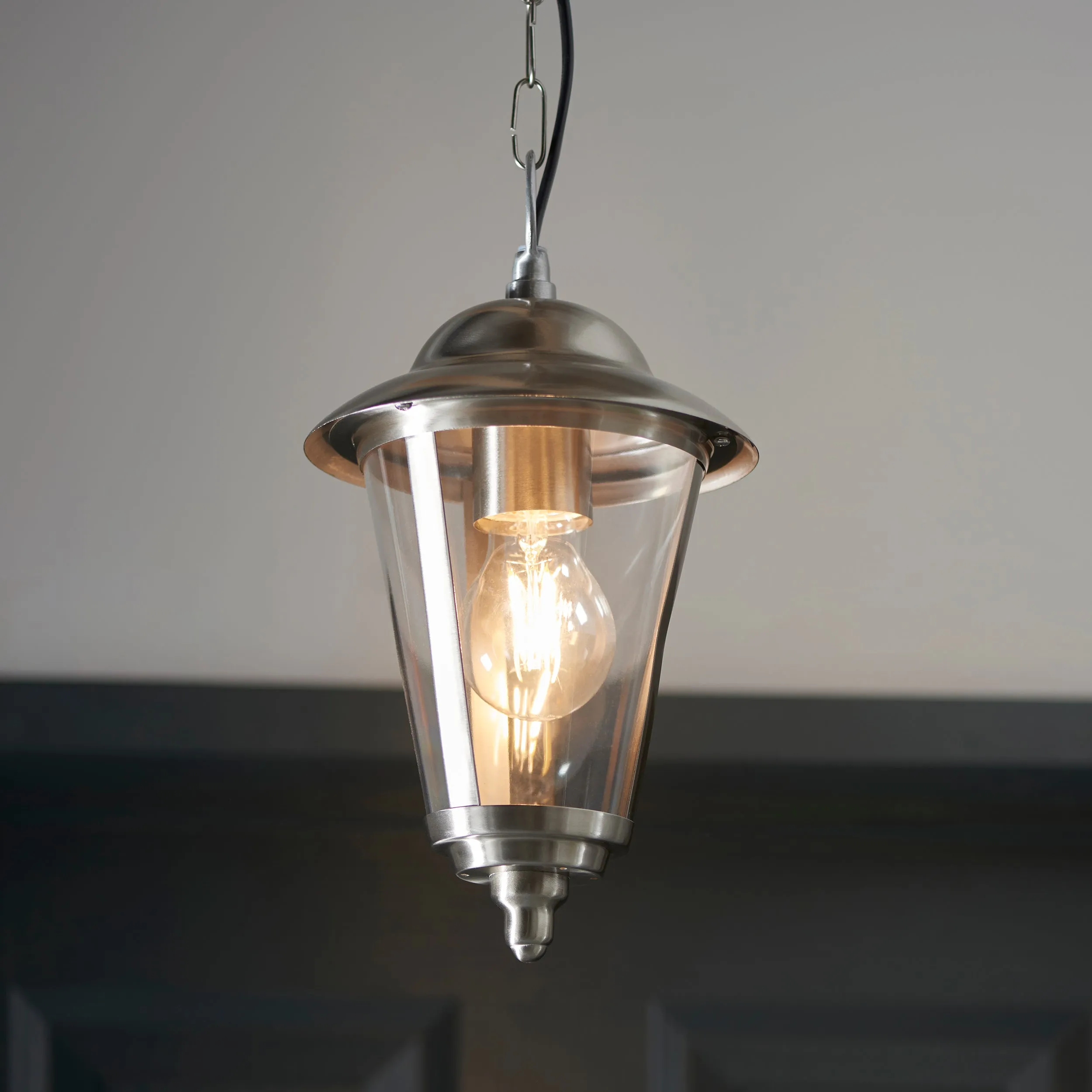 Endon YG-865-SS Klien 1lt Pendant Polished stainless steel & clear pc 10.5W LED E27 Warm White (Required)