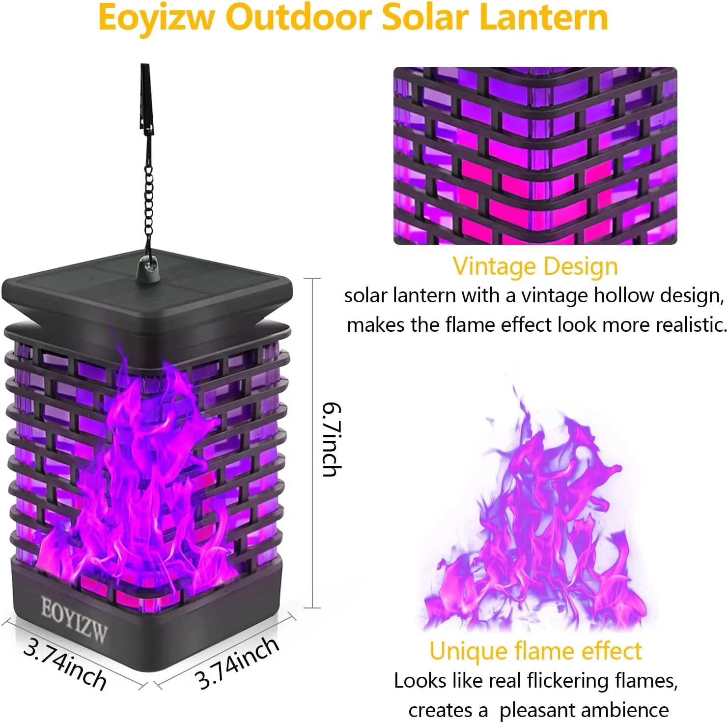 EOYIZW Solar Lights Outdoor, 99 LEDs Solar Lantern - IP65 Waterproof Garden Lights Decor for Halloween Yard Porch Patio 2 Pack
