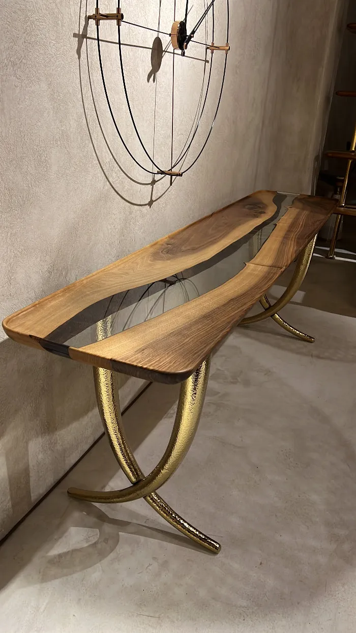 Epoxy Resin Sofa & Console table made of Walnut wood | Ivory Collection