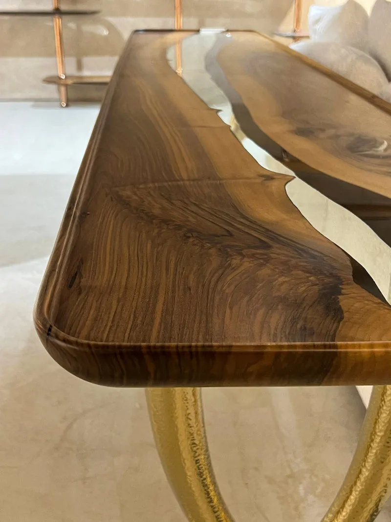 Epoxy Resin Sofa & Console table made of Walnut wood | Ivory Collection