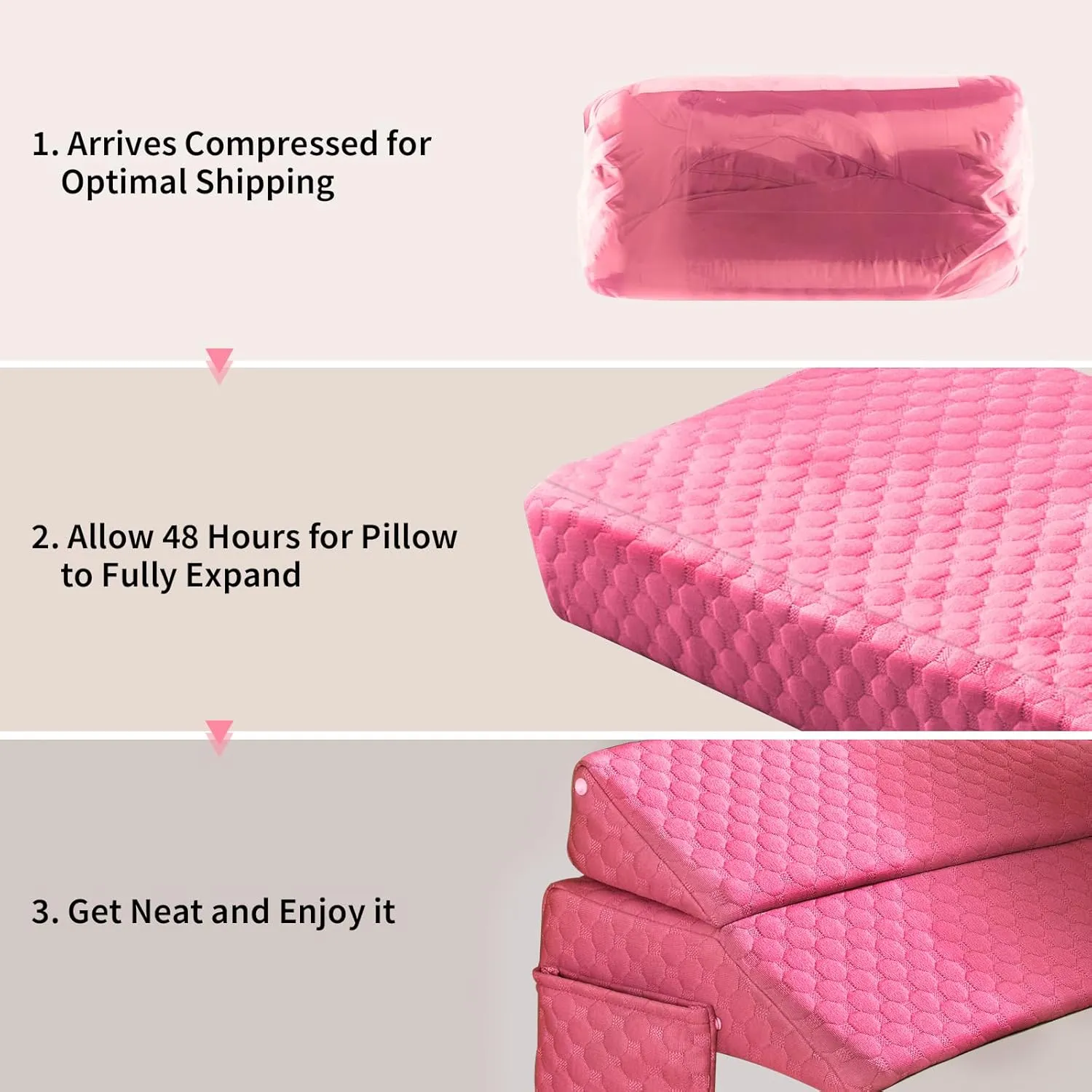 EUHAMS King Size Bed Wedge Pillow - Bed Gap Filler Mattress Wedge Headboard Pillow Close The Gap 0-7" Between Your Headboard and Mattress or Wall for Sleeping Backrest Pillow（Pink 76"x10"x6" ）