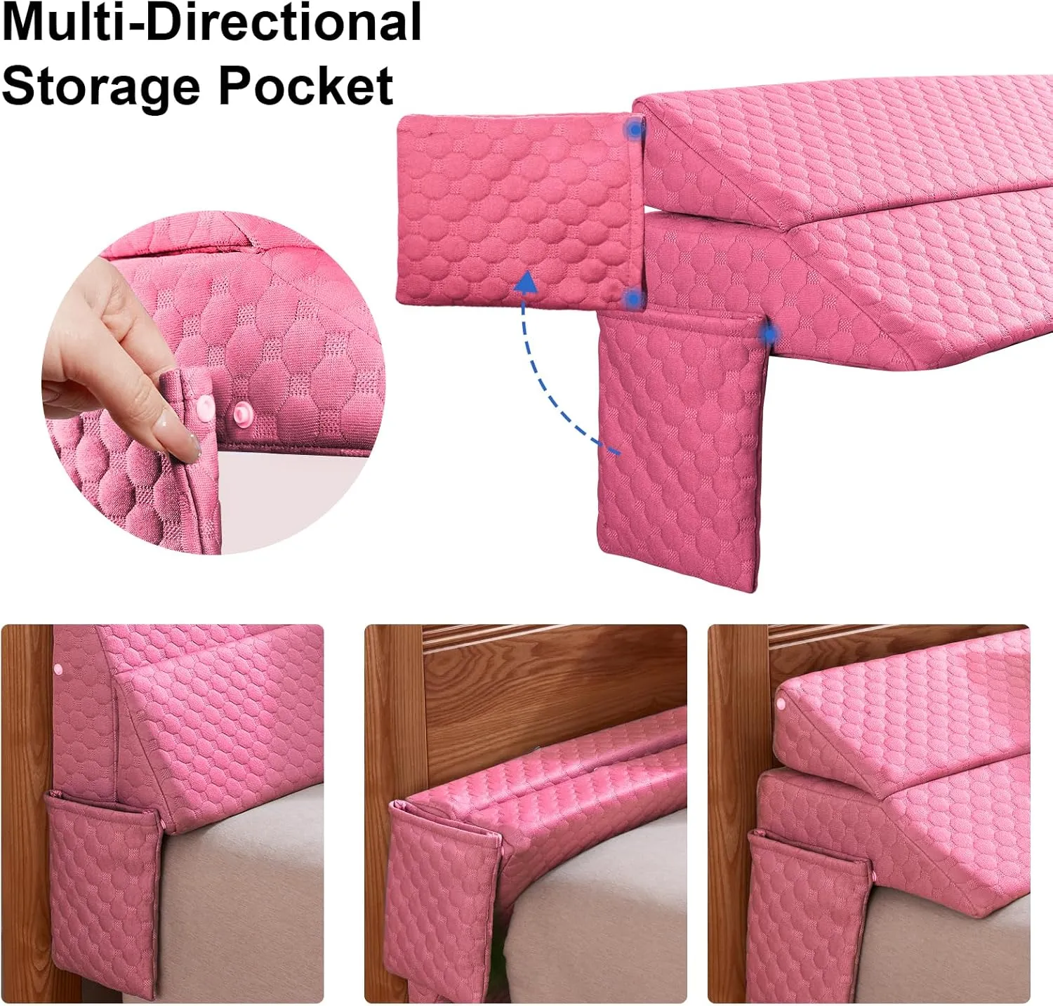 EUHAMS King Size Bed Wedge Pillow - Bed Gap Filler Mattress Wedge Headboard Pillow Close The Gap 0-7" Between Your Headboard and Mattress or Wall for Sleeping Backrest Pillow（Pink 76"x10"x6" ）
