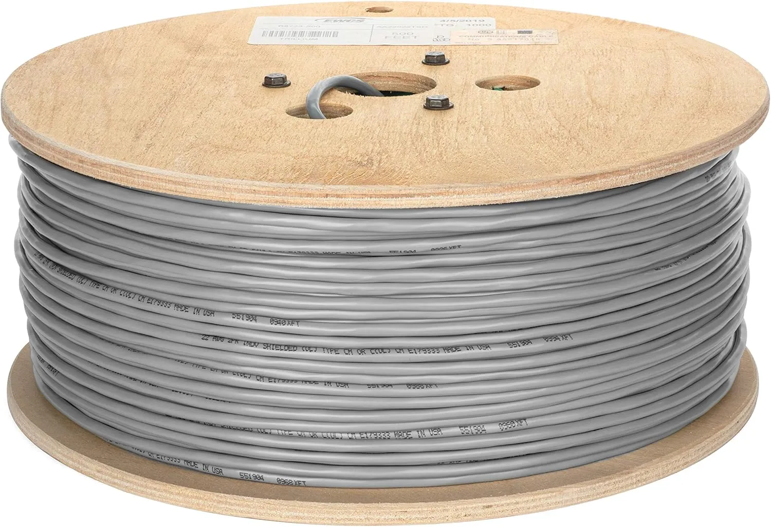 EWCS Equal to Belden 8723 22AWG Stranded Tinned 100% Copper 2 Pairs Each Pair Shielded Overall Gray PVC Jacket 300 Volts (UL) Listed - 500 Feet