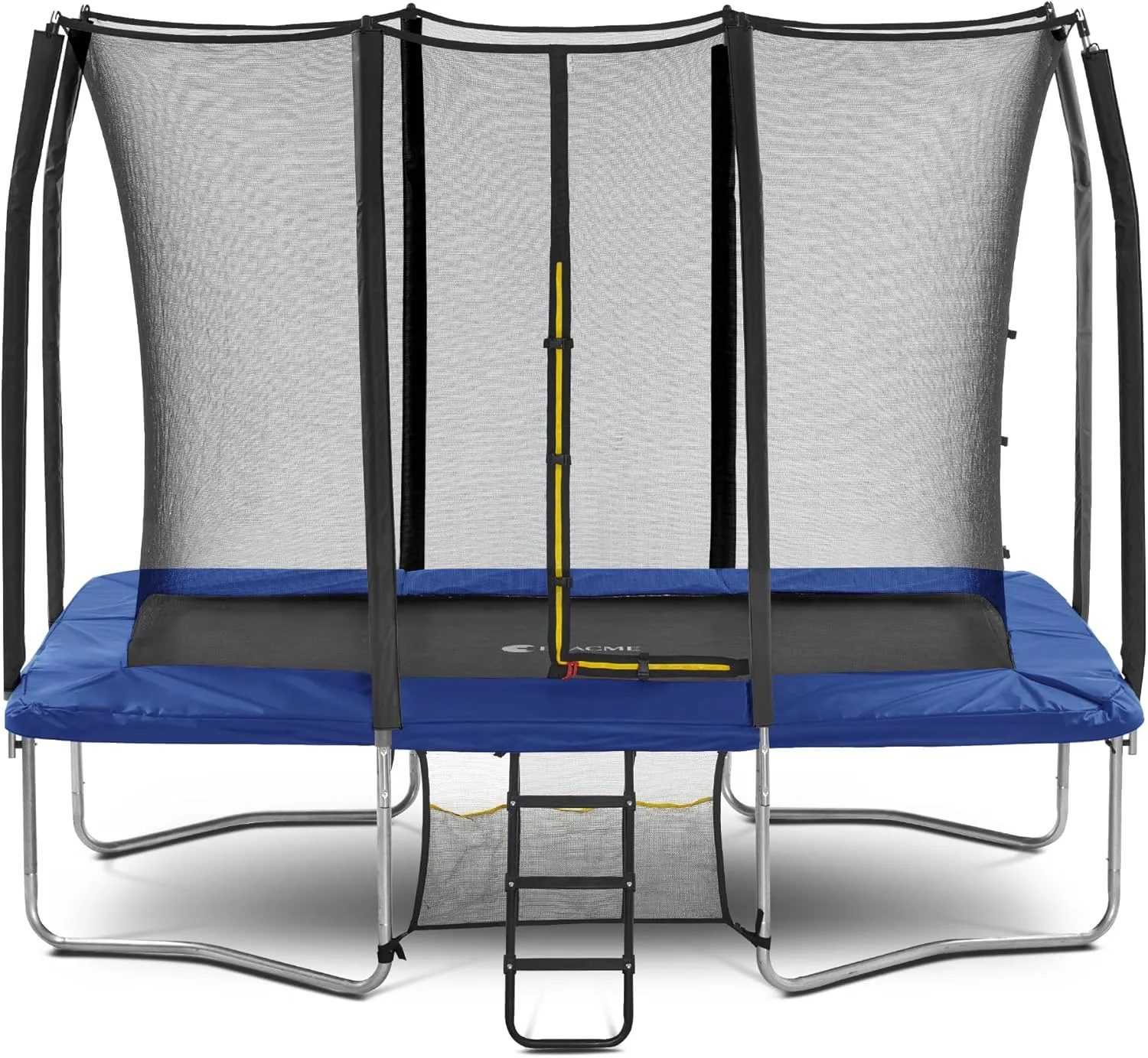 Exacme 7X10 8X12 9X14 Foot Rectangle Trampoline for Kids, Double Enclosure Openings, Small Outdoor Rectangular Trampoline with Enclosure Net, 4 Wind Stakes, Storage Bag, 330LB Capacity