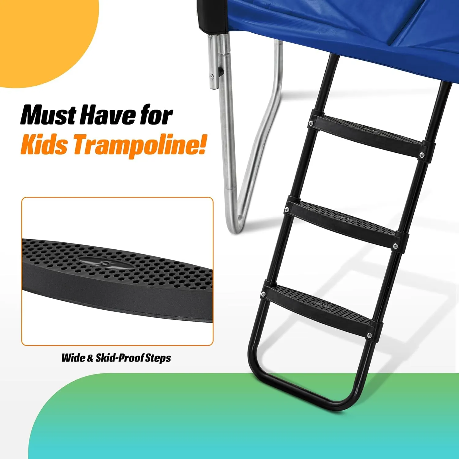 Exacme 7X10 8X12 9X14 Foot Rectangle Trampoline for Kids, Double Enclosure Openings, Small Outdoor Rectangular Trampoline with Enclosure Net, 4 Wind Stakes, Storage Bag, 330LB Capacity