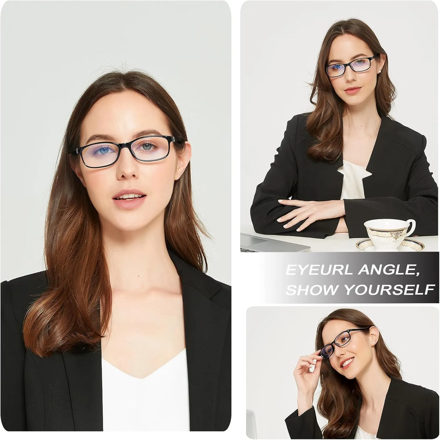 EYEURL 2 Pack Reading Glasses Blue Light Blocking Readers for Women-TR90 Lightweight Computer Reading Glasses Stylish Rectangular Frames Eyeglasses 2.5