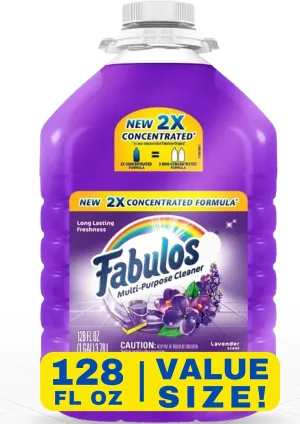 Fabulos All Purpose Cleaner, Lavender Scent - 128 oz 2x Concentrated Formula - for Floors, Counters, and Windows, with a PD Ship Safe Bag