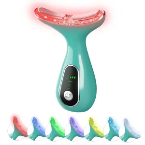 Face Massager Tool, Facial and Neck Massager Beauty 3-in-1 Triple Action Light, Thermal, and Vibration for Skin Care Face Sculpting Tool (Green)