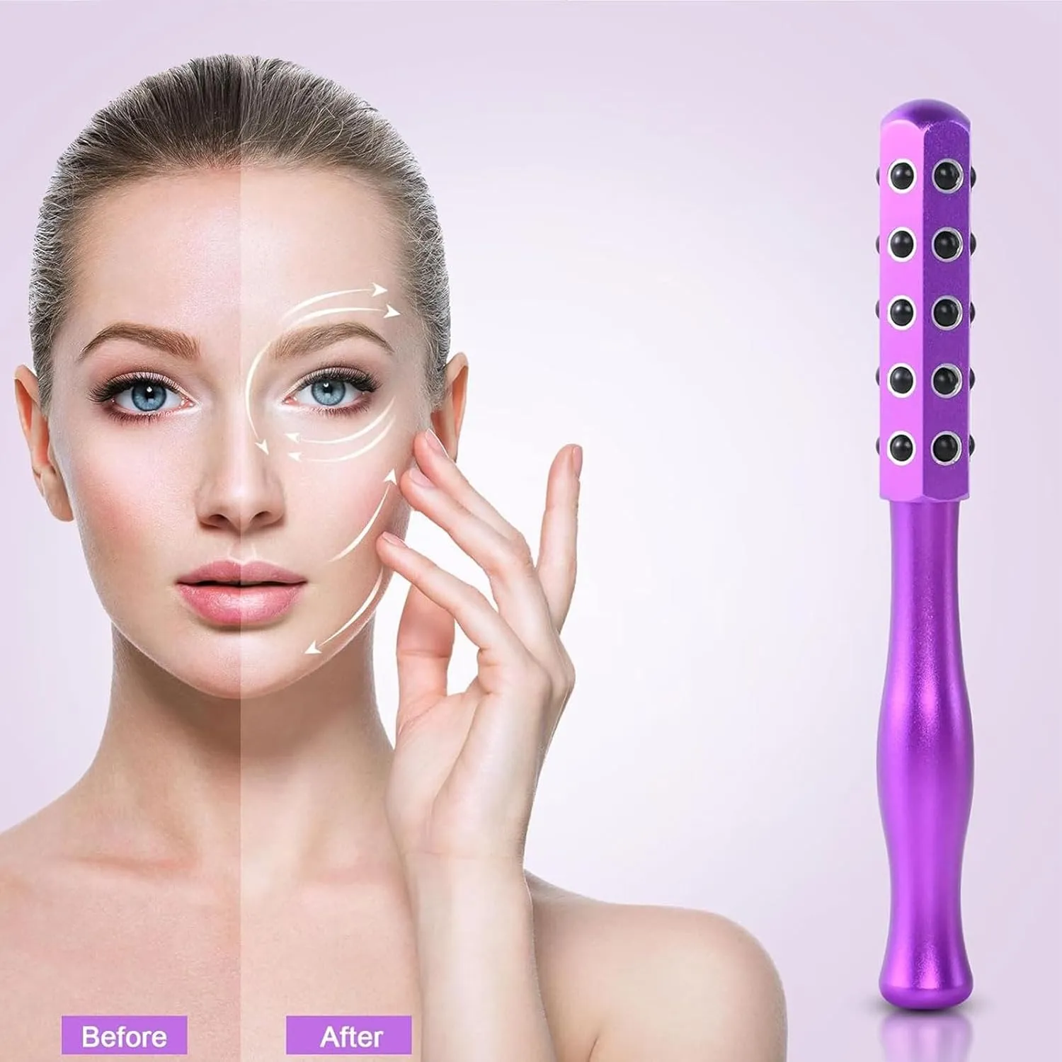Facelift Pro Beauty Roller, Elarique Face Roller, Beauty Roller, Facial Massage Tool,Germanium Stone Face Roller for up Lifting and Skin Care (black)