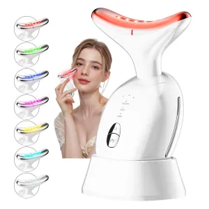 Facial Massager, Red-Light-Therapy Face & Neck Massage Gun, 7 Color, 3 Modes for Skin Care, Face Sculpting Tool