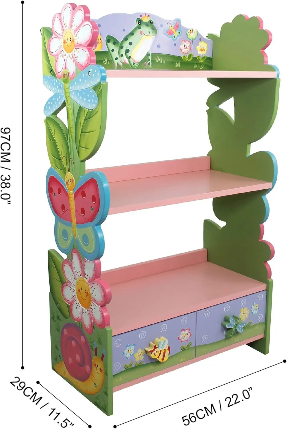 Fantasy Fields Magic Garden Multi-Tiered Wooden Children's Bookshelf and Storage Drawers, Multicolor
