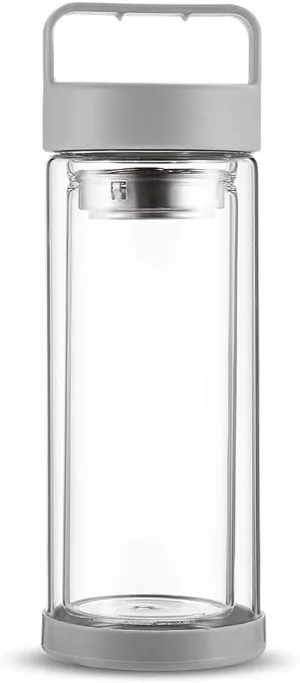 fashionbeautybuy 280ML Double Layer Glass Water Bottle Tea Cup with Stainless Steel Filter Handle for Kids Adults Children Students Indoor Outdoor Sports Home Office School