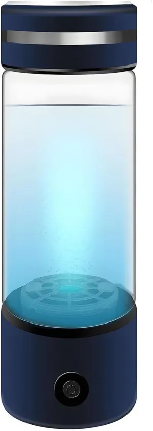 Fdit Hydrogen Water Bottle, USB Rechargeable, Quantum Hydrogen Generator, Borosilicate Glass, Health Companion,Gold, Blue 330ml Capacity, for Health and Wellness (Blue)