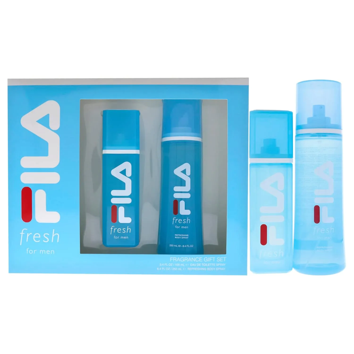 Fila Fragrance Giftset for Men - Cool, Clean And Refreshing Fragrance And Body Mist - Extra Strength, Long Lasting Scent Payoff - Trendy, Rectangular, Streamlined, Portable Bottle Design - 2 Pc