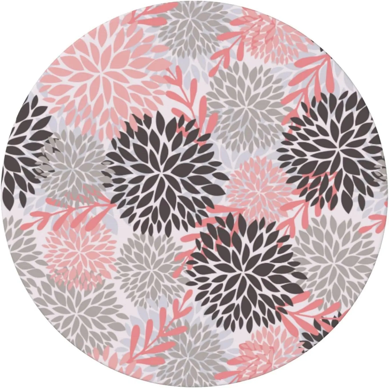 Fiokroo Pink Black and Grey Chrysanyhemum Flowers Tablecloth with Elastic Edge, Table Cloth Daisy Floral Washable Reusable Table Cover for Kitchen Dining Party Picnic, Small (Suitable for 40-44 in)
