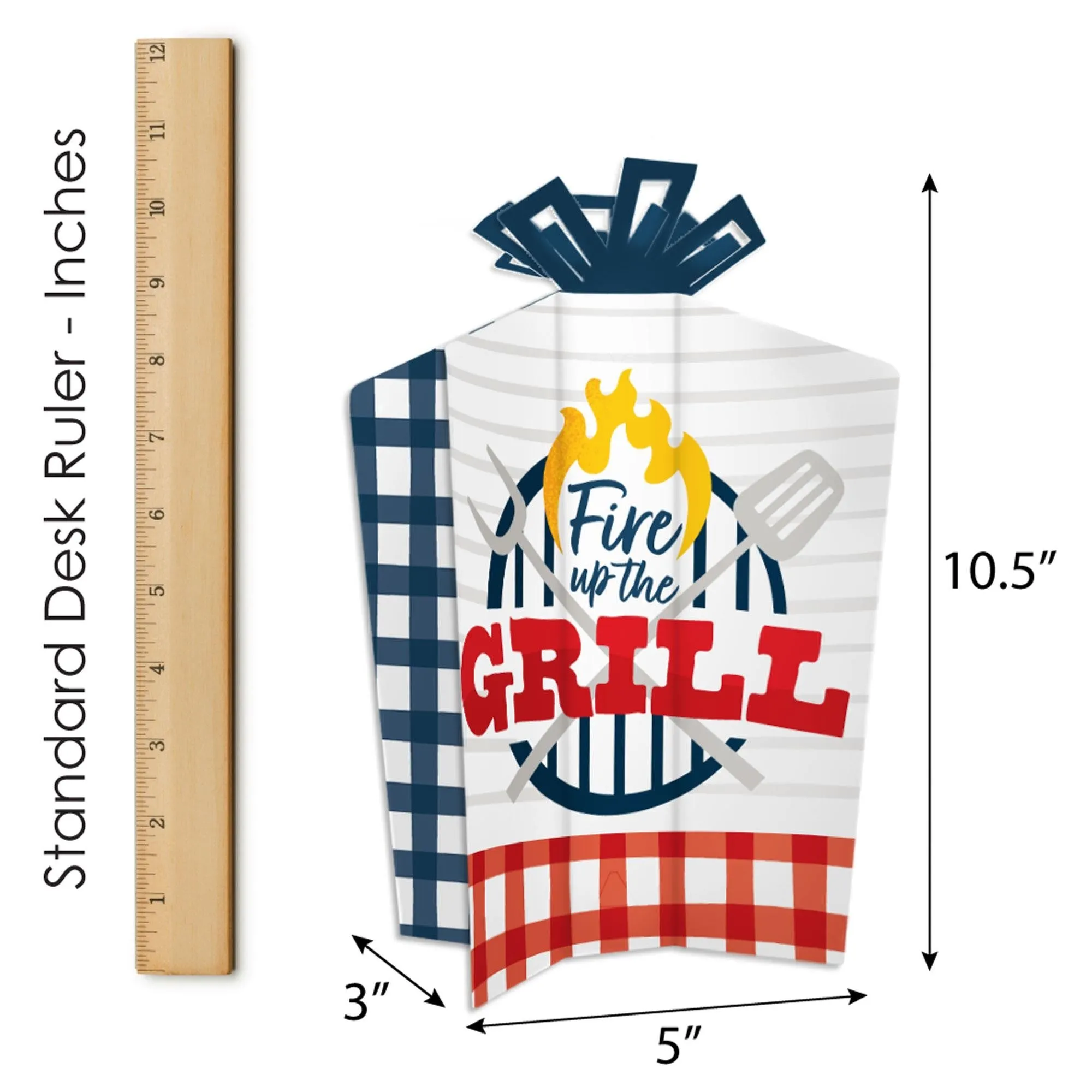Fire Up the Grill - Table Decorations - Summer BBQ Picnic Party Fold and Flare Centerpieces - 10 Count