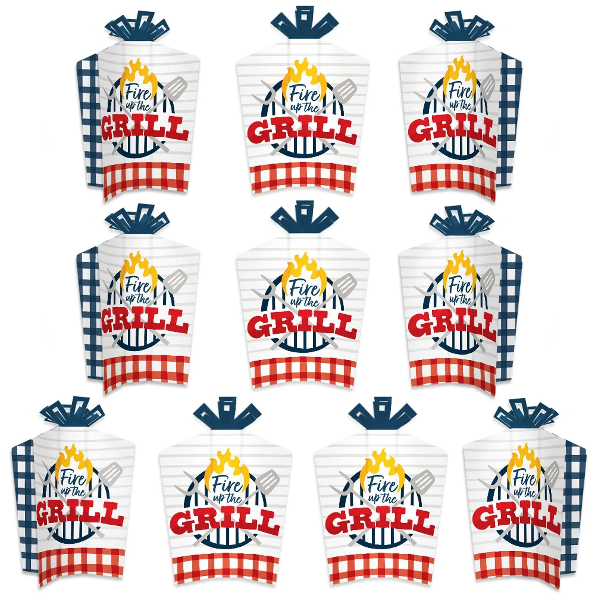 Fire Up the Grill - Table Decorations - Summer BBQ Picnic Party Fold and Flare Centerpieces - 10 Count