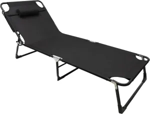 Folding Camping Bed, Camping Cot for Adults Comfortable, Easy-to-Assemble Folding Cot with 265lbs Weight Capacity Lounger for Camping, Lounging, & Elevated Sleeping (Black)