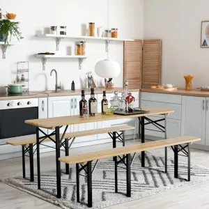 Folding Wooden Picnic Table and Bench Set