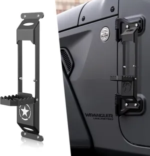 for JK JL JT Hinge Step Foldable Foot Pedal with Bottle Opener Compatible with 2007-2024 Jeep Wrangler JK JL JKU JLU Unlimited & Gladiator JT 2/4 Doors, Star Sign Door Foot Step Accessories