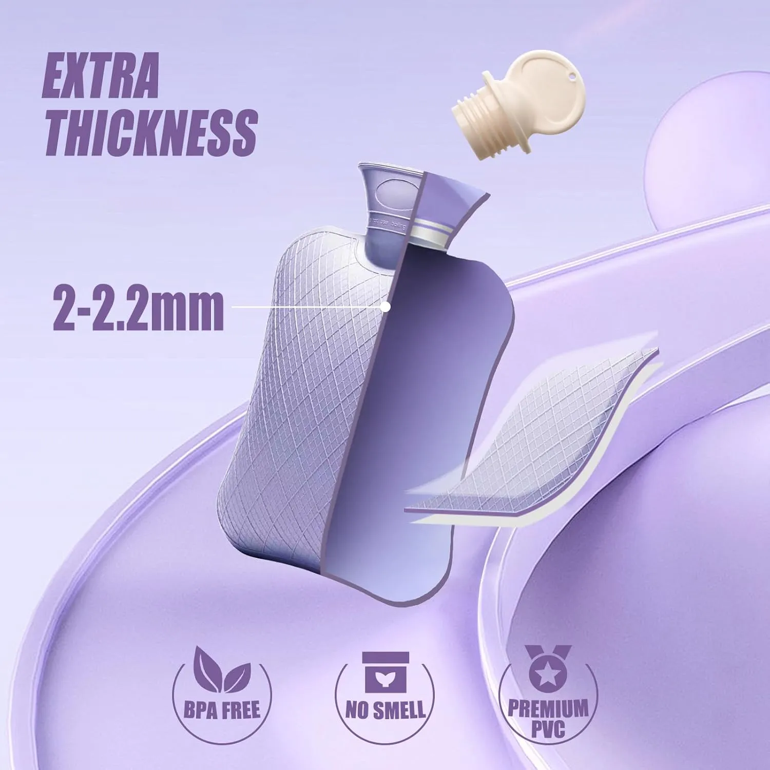 FORICOM Extra Large Hot Water Bag for Pain Relief, Hot Water Bottle for Bed Warming, Dog, Cat,Hot Water Pack, Heat Pack.2pack,2L Hot Water Bag for Back Pain