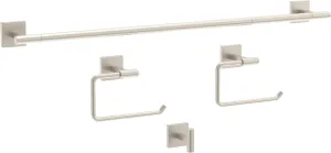 Franklin Brass Nash (4-Pack) Bathroom Set Satin Nickel 18" Towel Bar w/ 6" Extender, Toilet Paper Holder, Hand Towel Holder, Hook | Bathroom Accessory Set Towel Holder Hardware Set NASH64-BN