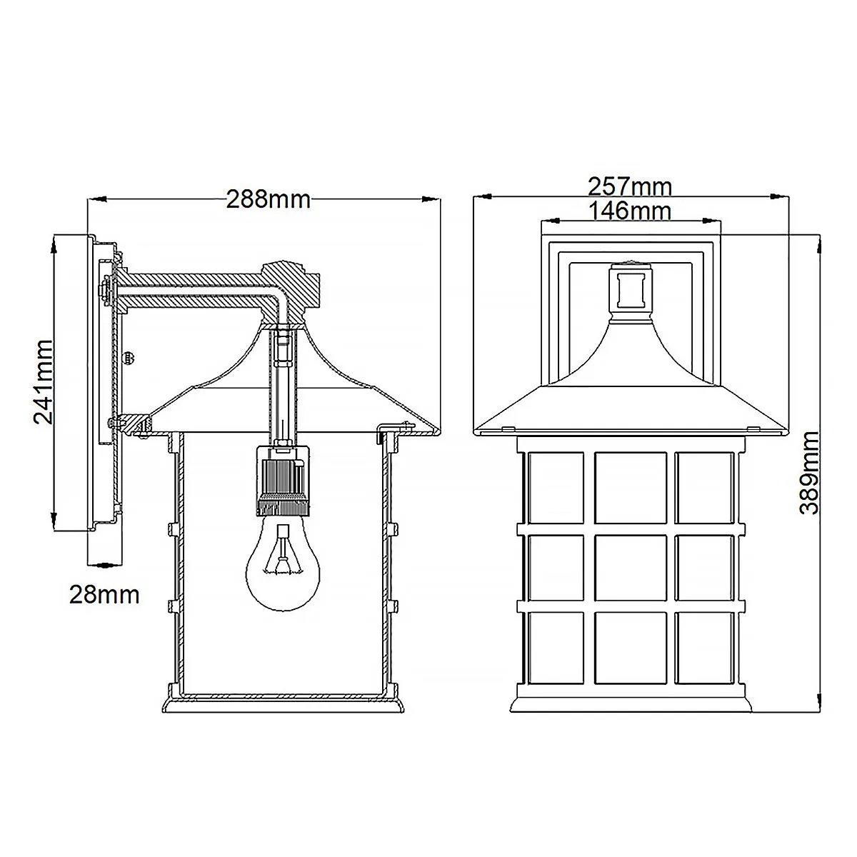 Freeport 1lt Large Wall Lantern  | Textured Black