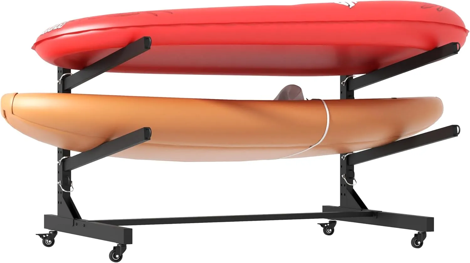 Freestanding Kayak Storage Rack – Holds 2 Kayaks, Heavy-Duty Adjustable Stand with Lockable Wheels for Kayak, Canoe, SUP & Surfboard